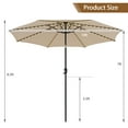 thumbnail image 2 of Gymax Parasol de Patio Solaire de 10 Pi, Parasol Éclairé à 112 DEL pour l'Extérieur, Parasol de Marché pour Table, Beige, 2 of 10