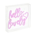 thumbnail image 2 of Hello Lovely 10" Square Contemporary Glam Acrylic Box USB Operated LED Neon Light, Pink, 2 of 7