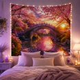 thumbnail image 2 of Cherry Blossoms Over Stone Bridge Sunset Landscape Romantic Japanese Inspired Wall Art for Nature Lovers Botanical Wall Art Spring Gift Tapestry Wall Hanging for Bedroom Living Room and Dorm, 2 of 7