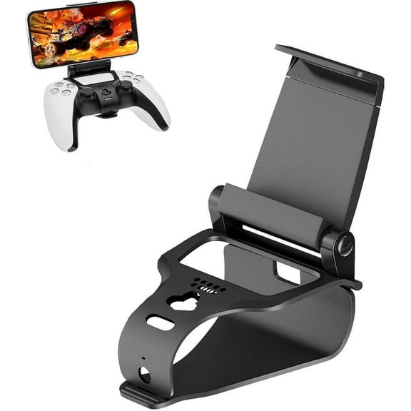 PS5 Controller Phone Mount Holder for iPhone Android, PS5 Remote Play Backbone Clip Compatible with PlayStation 5 Dualsense Gaming Controller with Adjustatble Switch Black
