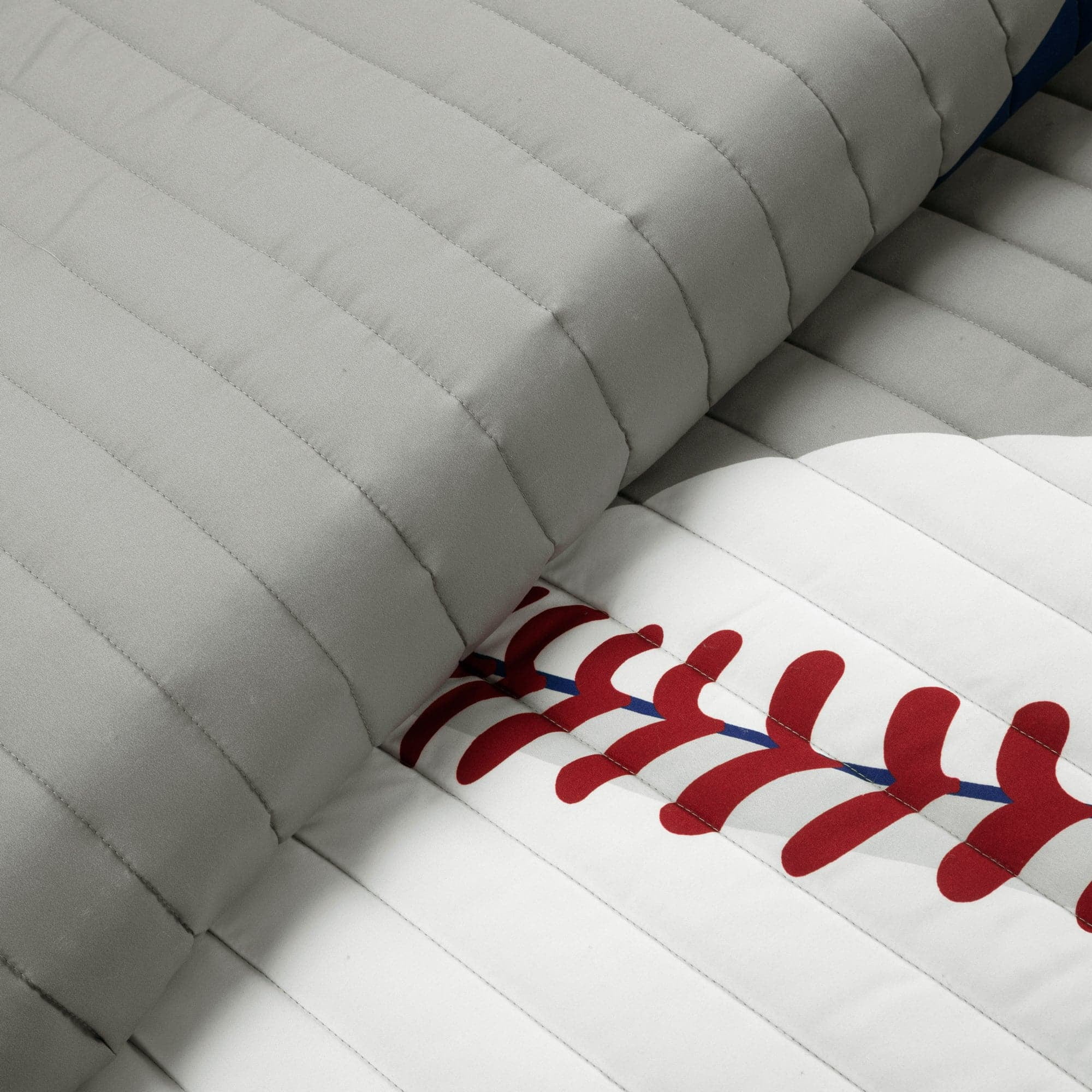 Lush Decor Baseball Game Reversible Oversized Kids Quilt Navy/Gray 5Pc Set Full/Queen