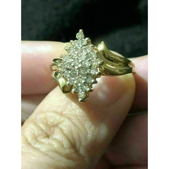 Engagement Wedding Cluster Ring 14K Yellow Gold Plated 925 Silver 2CT Round Cut Lab Created VVS1/D Diamond