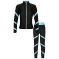thumbnail image 4 of iiniim Kids Girls Athletic Tracksuit Stripe Long Sleeve Zipper Sweatshirt with Athletic Leggings Set Light Blue 16, 4 of 7