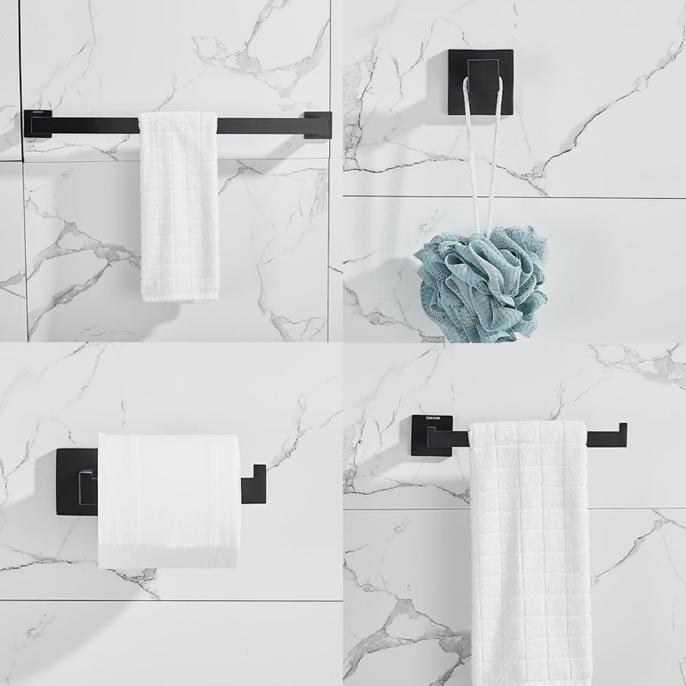 Towel Rack Set, Towel Bar Holder Rack Robe Hook Tissue, Matte Black