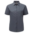thumbnail image 1 of Russell Collection- Camisa de manga corta de popelín y poliéster/algodón de fácil cuidado para mujer (Gris militar), 1 of 2