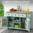 thumbnail image 3 of JESTOP Rolling Kitchen Island with 3 Drawers and 2 Cabinets, Kitchen Cart on Wheels with Drop Leaf, Wood Portable Trolley Island with Cabinet Door Storage Racks, for Dinning Room, 3 of 7