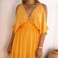 thumbnail image 3 of Vestido largo con cuello en V, vestido con cuello en V para mujer, vestido largo con hombros descubiertos, vestido largo de verano para mujer, elaborado con cuidado, 3 of 6