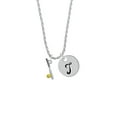 thumbnail image 2 of Delight Jewelry Silvertone Enamel Softball and Bat Silvertone Script Initial Disc - T - Charm Necklace, 20"+3", 2 of 4