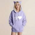 thumbnail image 4 of Women's French Terry Hooded Sweatshirt Loose Fit Long Sleeve Fall Casual Comfort​​, 4 of 4