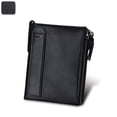 thumbnail image 1 of Cartera de piel de vaca Crazy Horse para hombre, billetera corta de piel de vaca con cepillo antirrobo, billetera con clip para billetes para hombre, monedero con doble cremallera, 1 of 5