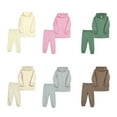 thumbnail image 3 of GYRATEDREAM Toddler Baby Cotton Thin Hoodie 2 Piece Sports Outfits Boys Girls Solid Long Sleeve Hooded Sweatshirt + Elastic Waist Sweatpants Sets Kids Clothes Suit for 12 Months-7 Years, 3 of 3