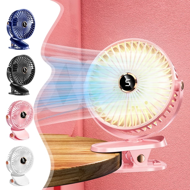 Xihbxyly Mini Ventilador Usb, Portátil y Recargable, Cinco Velocidades Ajustables, Funcionamiento Silencioso, Pantalla Digital, para Uso En Casa o En La Oficina, Tamaño Compacto, 16,5 X 6 X 19,5 Cm