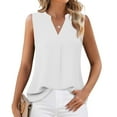 thumbnail image 2 of Otntypg Women's Chiffon Tank Tops Cute Summer Sleeveless V Neck Tunic Blouse Dressy Casual Tops Office Work Shirts White XL, 2 of 6