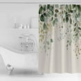 thumbnail image 4 of 72x78 Inch Shower Curtain Sage Green Eucalyptus Bathroom Decor Waterproof Fabric Bathtub Bath Curtains Decorative Country Leaf Plants Retro Beige Extra Long Shower Curtain Set with Hooks, 4 of 6