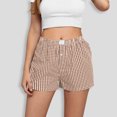 thumbnail image 2 of biudgviw Summer Shorts for Women High Waisted Wide Leg Cotton Linen Shorts Plaid Beach Vacation Lounge Bottoms, 2 of 6