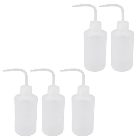 Unique Bargains 5 Pcs 250mL Bent Tip White Plastic Oil Chemical Liquid Storage Squeeze Bottle