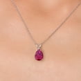 thumbnail image 3 of Gem Stone King 14K White Gold Red Created Ruby Pendant Necklace for Women | 2.21 Cttw | Gemstone July Birthstone | Pear Shape 10X7MM | With 18 inch Chain, 3 of 6