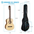 thumbnail image 4 of PAQUETE Estuche para guitarra clásica, Funda para guitarra, Gig bag , guitar case para trasporte y protección, color negro bordes grises + Tahali strap correa guitarra Kidam  LISO ROJO, 4 of 5