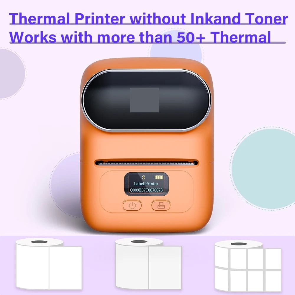 M110 Thermal Wireless Label Printer Portable Bluetooth Sticker Mini Printer Barcode Label Maker ,Fast-Drying Ink with Crisp Output