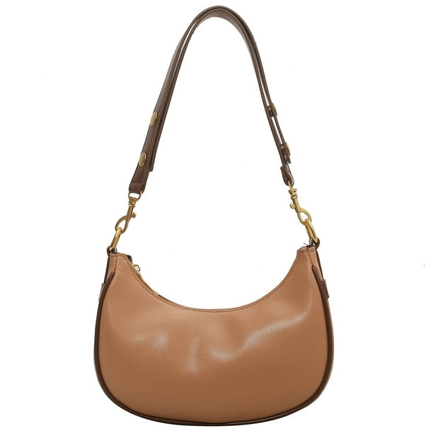 Bolso de media luna para mujer, bolso Retro de lujo de cuero PU, bolso para axila, bolso de media luna para mujer