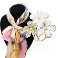 thumbnail image 3 of UDIYO Women Shiny Rhinestone Inlaid Flower Scarf Ring Clip Holder Brooch Pin Buckle, 3 of 7