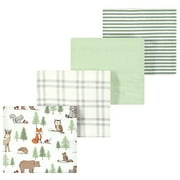 Luvable Friends Hudson Baby Flannel Receiving Blankets 4pk, Woodland Forest Animals