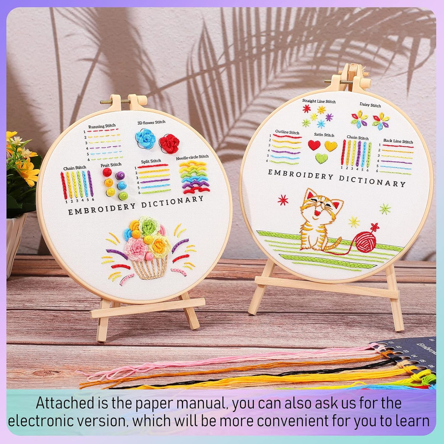 9 Sets Embroidery Kit for Beginners Adults Cross Stitch Needlepoint Kits for Stamped Craft Lover(Lovely)