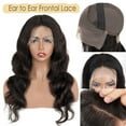 thumbnail image 2 of 13*4 Frontal Lace Wig Ear to Ear 100% Human Hair Lace Wig Brazilian Virgin Glueless Middle Cap Wavy Frontal Lace Wig Natural Hairline Black Baby Hair Strips Invisible Hairline Free Part 20"/200g, 2 of 11