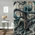 thumbnail image 2 of Orinice Ambesonne Blue Shower Curtain, Nautical Concept Gothic Ocean Fantasy Sailor's Nightmare Siren, Fabric Bathroom Decoration Set 60x72, 2 of 7