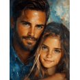 thumbnail image 1 of Qisvanset 12x16 Inch 2D Flat Framed Canvas Art, Father Daughter Jesus Portrait Religious Wall Art Father Day Gift Decor, 1 of 5