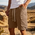 thumbnail image 2 of HOOMEUMY Mens Cargo Shorts Lightweight Solid Color Summer Comfy Elastic Waist Baseball Basketball Short Pants with Pockets Coffee XXL, 2 of 9