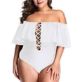 thumbnail image 1 of Trajes de baño de una pieza con hombros descubiertos para mujer, de talla grande, con cordones y control de barriga, trajes de baño con volantes MFZFUKR HMHZ260-6, 1 of 7