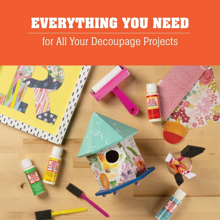 Mod Podge Essential Decoupage Kit Featuring 8 Formulas and 10