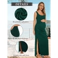 thumbnail image 2 of Split Maternity Dress Sleeveless Long Pregnancy Dress Ruched Maternity Clothes for Women, 2 of 5