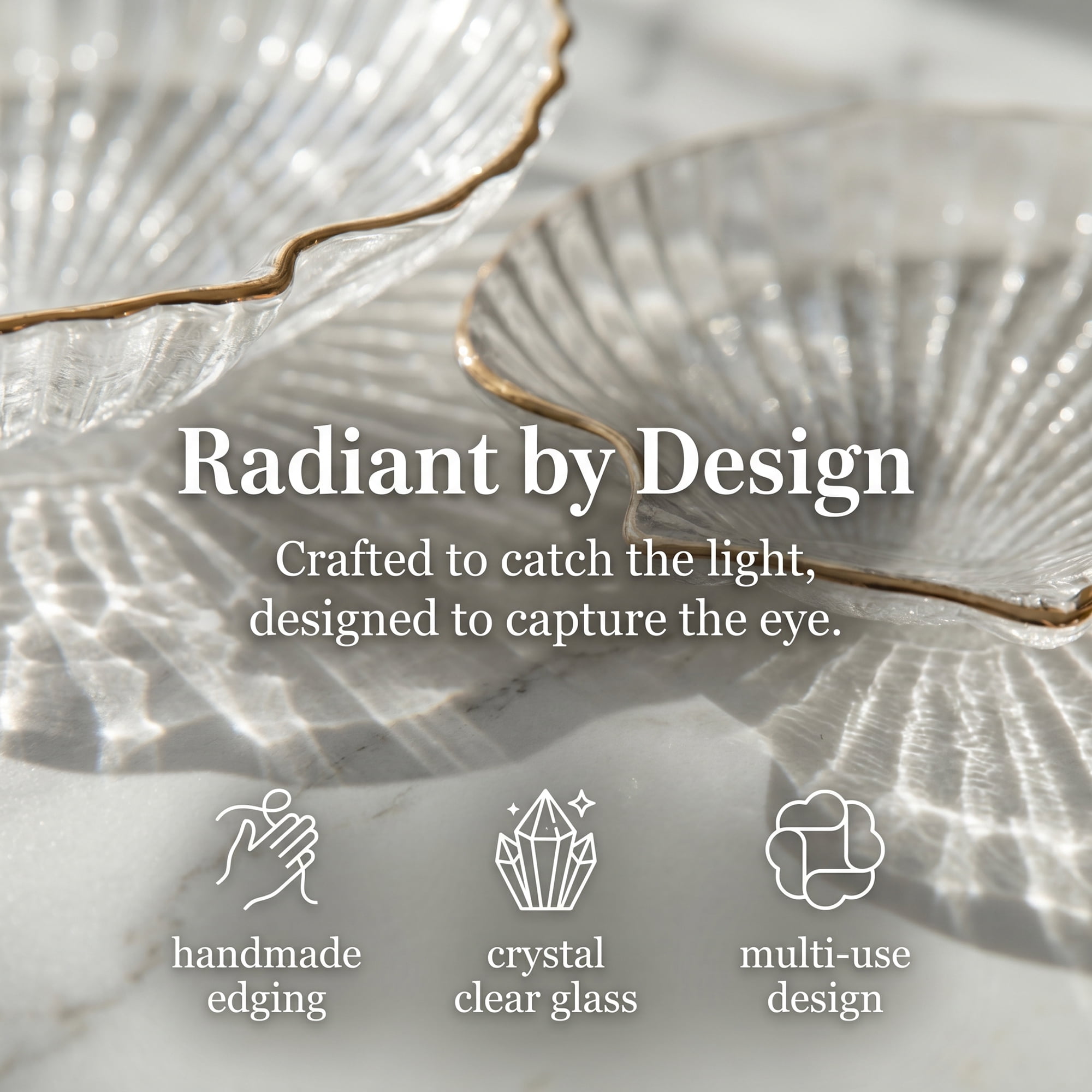 Unique Bargains Shell-Shaped Trinket Dish for Small Items Clear Gold 5.5"L x 5.3"W x 0.8"H