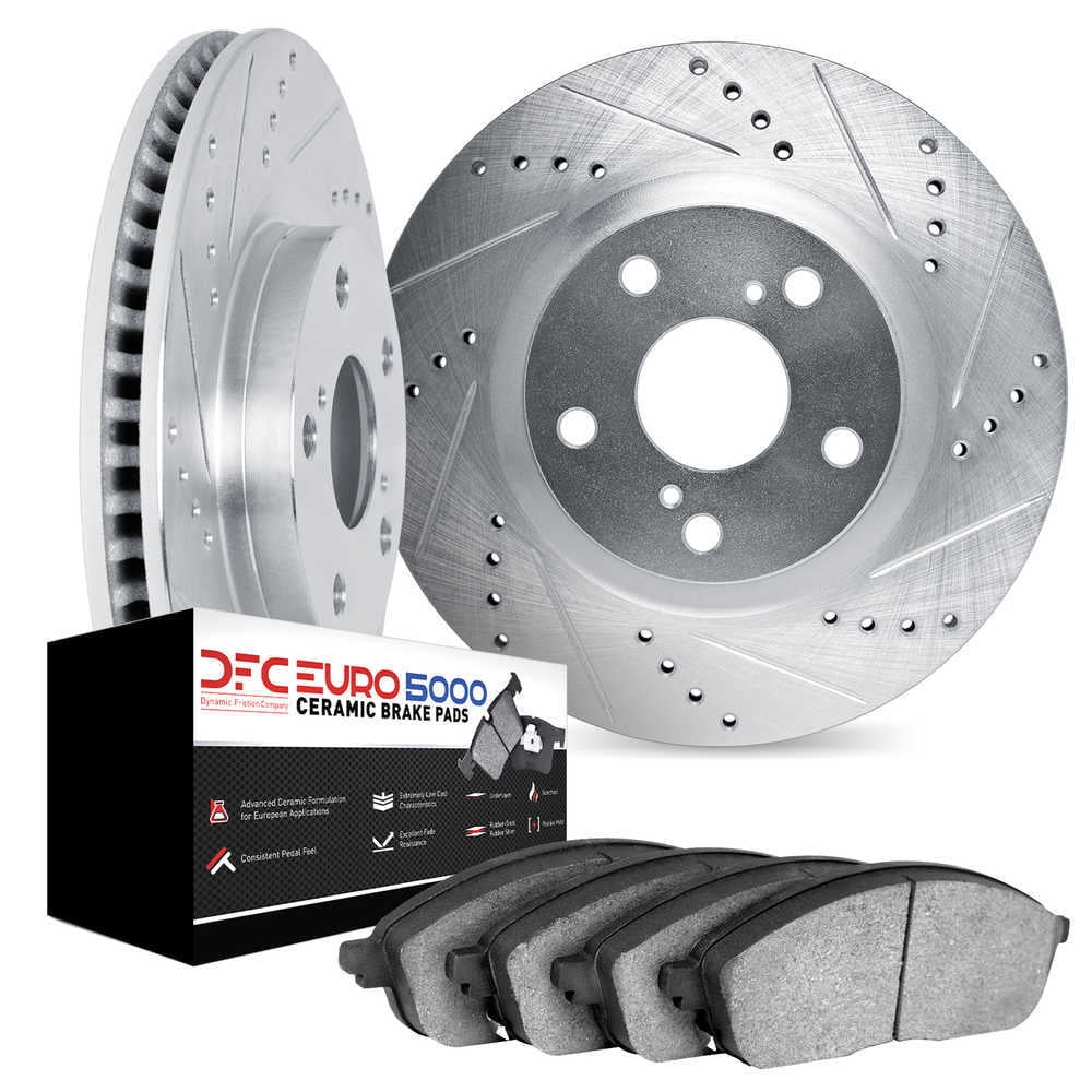 Dynamic Friction Company 7602-46020 DFC Rotors-Drilled and Slotted-Silver with EURO 5000 Ceramic