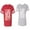 Men Red / Women Heather, variant on I Like Her But His Beared Unisex Couple Matching Cotton Jersey style T-Shirt Contrasting stripes on sleeves (Men Red / Women Black) (Men S / Women S)