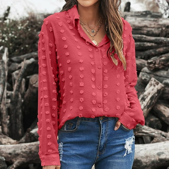 SDJMa Fashion Woman V-Neck Long Sleeve T-Shirt Summer Solid Loose Chiffon Blouse Tops