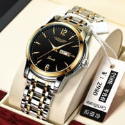 POEDAGAR New Mens Watches Top Brand Luminous Waterproof Week Calendar Casual Fashion Stainless Steel Quartz Wristwatch Gift