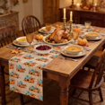 thumbnail image 2 of Orange Blue Pumpkins Fall Table Runner - 36 Inch Long Thanksgiving Sunflower Rustic Cotton and Linen Blended Dress Scarves Farmhouse Table Runner for Kitchen Dining, Coffee Table, 13" x 36", 2 of 8