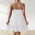 thumbnail image 6 of Busydd Summer Dresses for Women Fashion Ruched Spaghetti Straps Sun Dresses Women Solid Color Sleeveless Square Neck Mini Dress L, 6 of 6