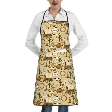 

Rocae Wild West Cowboy for Kitchen Aprons for Women Adjustable Cooking Kitchen Chef Apron for Men with Pockets
