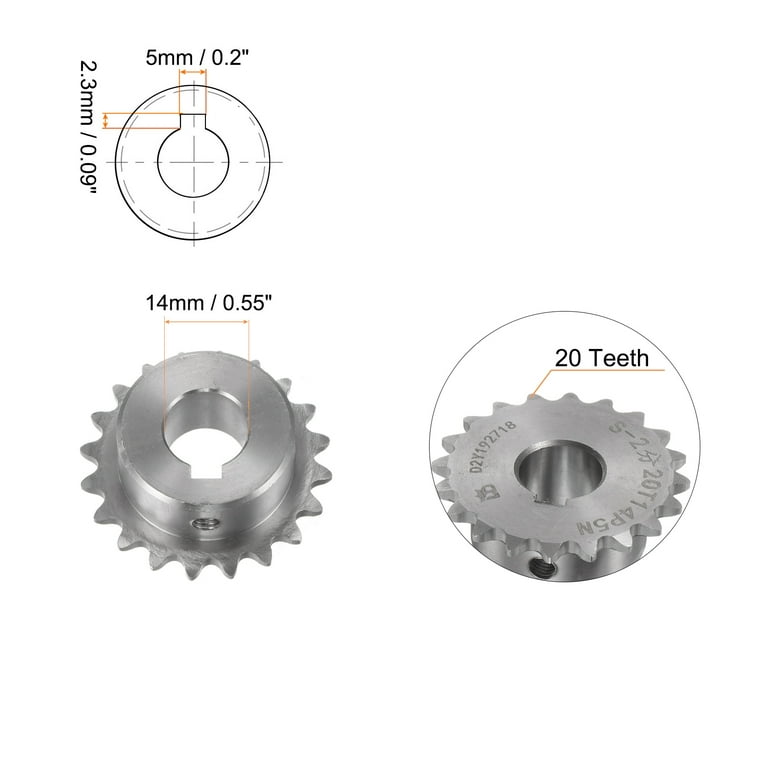 B Type Roller Chain Sprocket 20 Teeth 14mm Bore Stainless