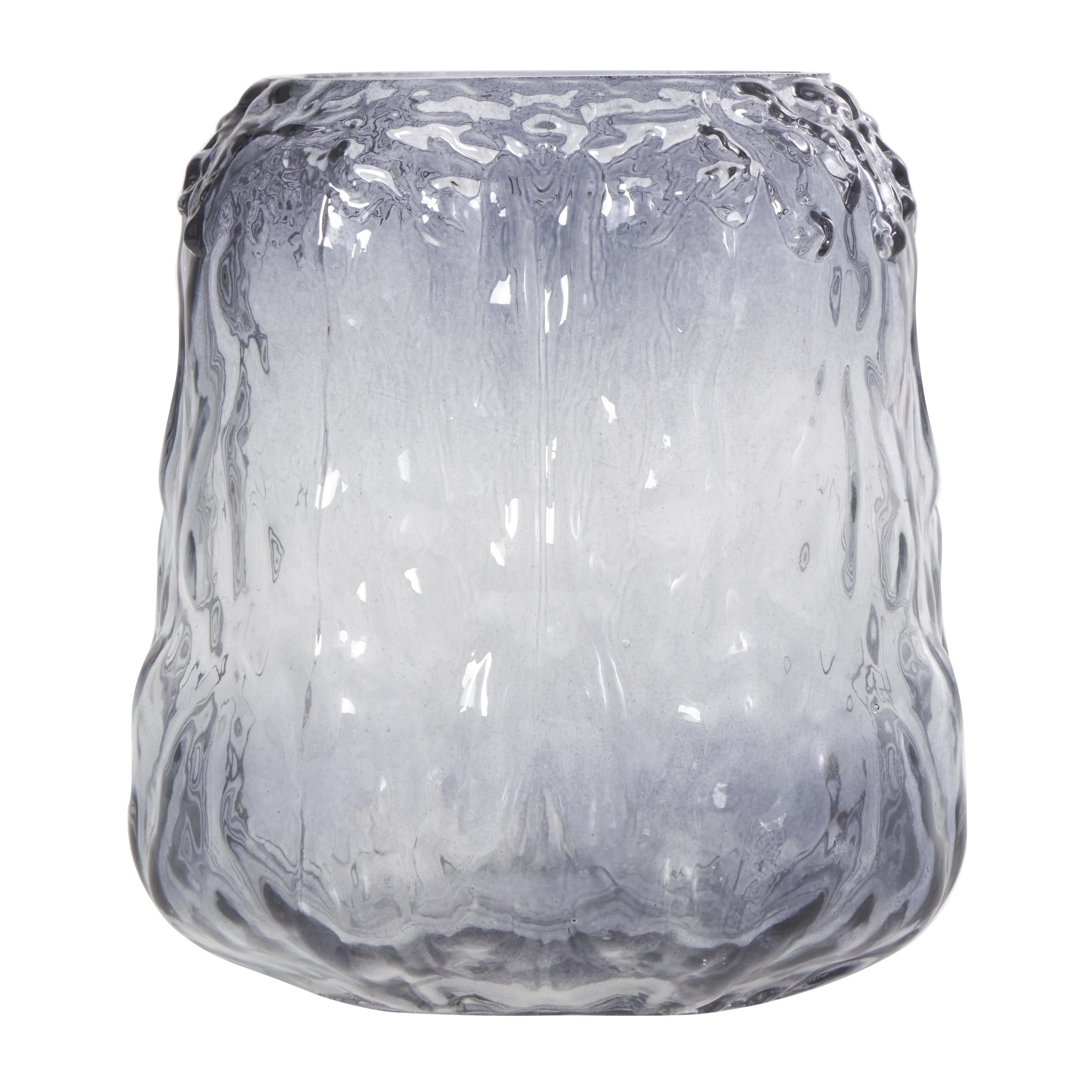 DecMode 7" Handmade Dimensional Textured Square Ombre Gray Glass Vase