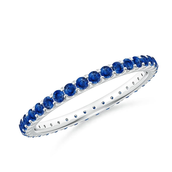 Angara Bague en Saphir Bleu Naturel - Alliance Éternité en Saphir Serti à Griffes en Platine pour Femme (Taille de Bague = 7,5)
