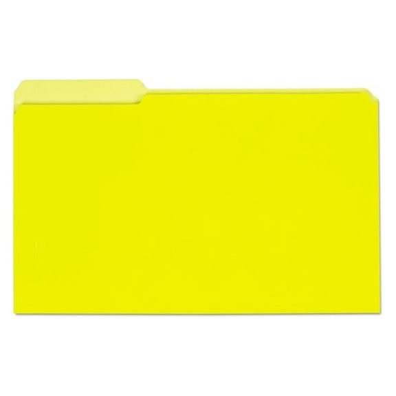 Recycled File Folders Legal Size Yellow - 1/3 Cut Tab Interior Folders, 100 Count Box - Organize Documents with Eco-Friendly Durable Filing