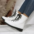 thumbnail image 2 of Lilgiuy British Style Solid Color Lace-up Boots Side Zip Casual Wedge Heel Women's BootsWhite,8.5(41) Dresses for 2022, 2 of 5
