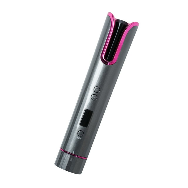 Cordless Auto Hair Curler Automatic - Hair Curling Iron Rechargeable Auto Hair Curler with 4 Temperature & 6 Timer Settings LCD Display Rotary On/Off Switch, Portable Curling Wand Styling To