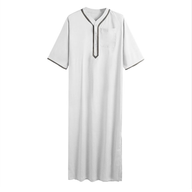 XDZJLR Mens T Shirts Casual Loose Muslim Arab Dubai Robe Middle Sleeve Button Retro Tee