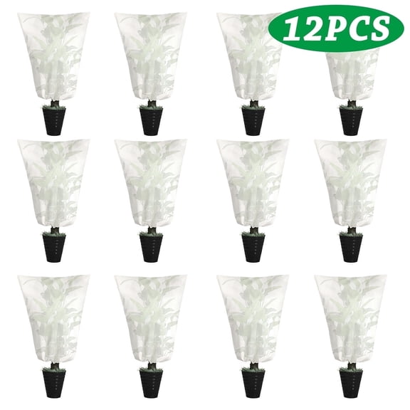 Plant Covers Freeze Protection Winter Frost Blankets for Outdoor Plants Reusable Plant Protector Drawstring Bags for Cold Frost Freeze Sun Prevention 32" x 47" 12 Pcs